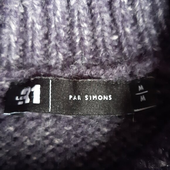 Le 31 by Simons SZ M Chunky Men's Turtleneck Sweater Blue w/White Fleck - Picture 4 of 13